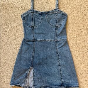 Denim Mini Dress with Spaghetti Straps